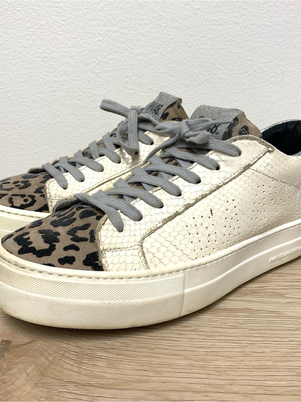P448 Thea Python Roccia Leopard Animal Print Platform Sneakers Size 40 EU / 9 US